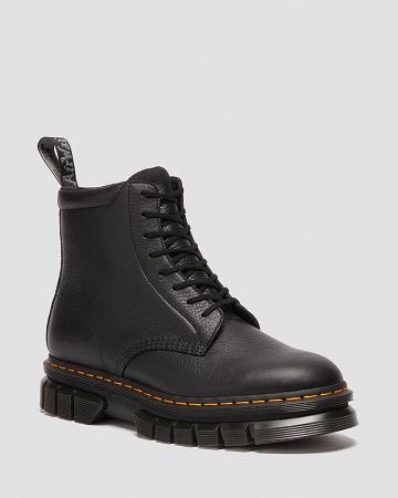 Men's Dr Martens Rikard Lunar Leather Platform Boots Black | AU 564XYU